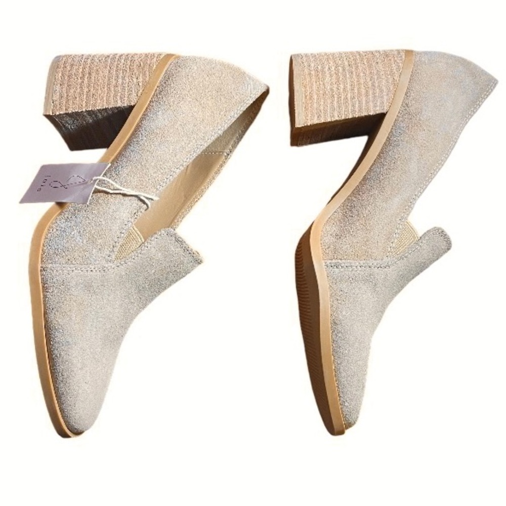 Joie Heeled Loafers Suede Square Toe Block Heel Tan Cushion Insole Womens Size 8 - Picture 7 of 13